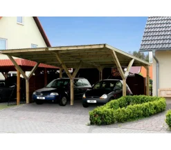 Weka Carports & Garagen - Y-Doppelcarport 612 mit Stahldach, ca. B592/H250/T606 cm Natur