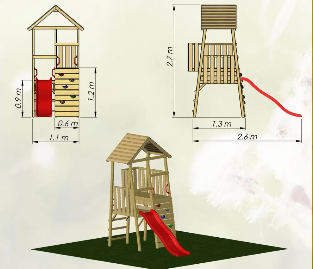 Wendi Toys Gartenspielgeräte - Spielturm Hase, ca. B110/H270/T260 cm Natur
