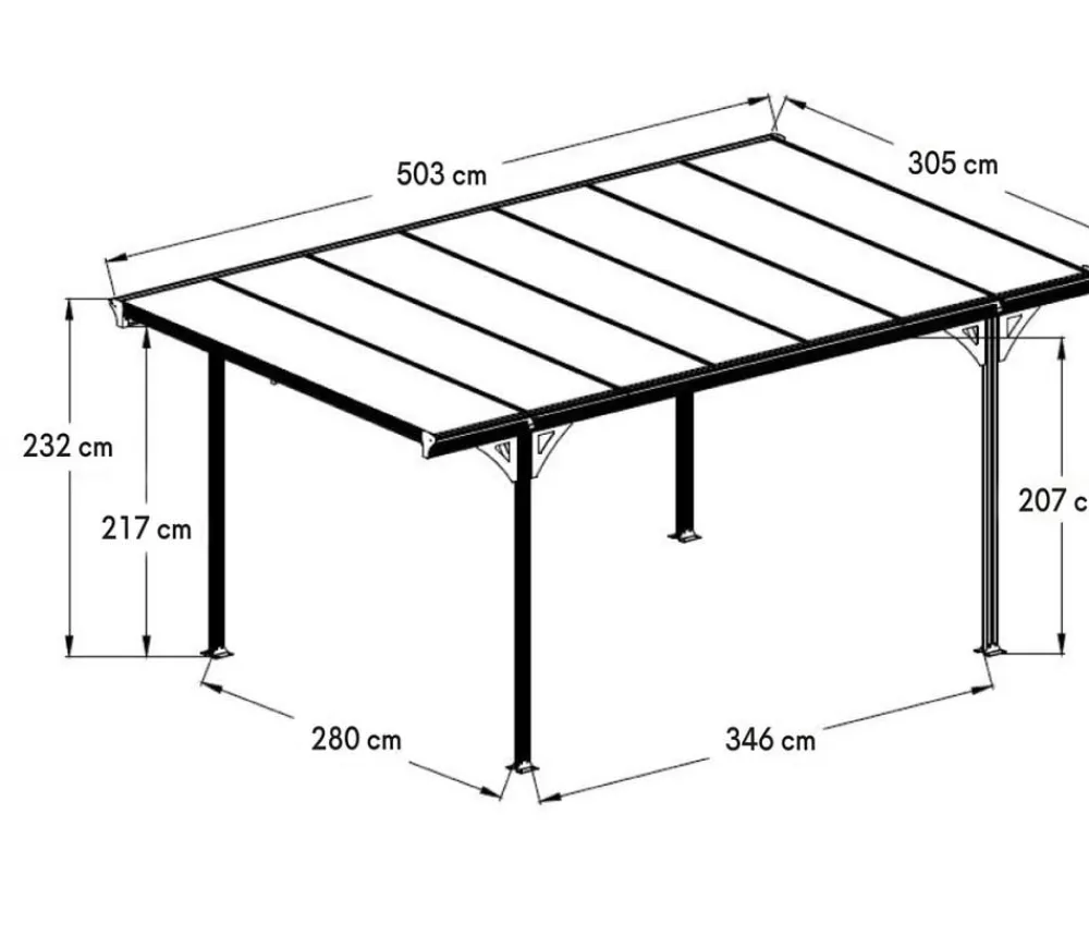 Westmann Carports & Garagen > Aluminium-Carport Helsinki, ca. B305/H232/T503 cm