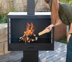 Westmann Gartenkamin, ca. B41/H160/T90 cm Schwarz Outlet