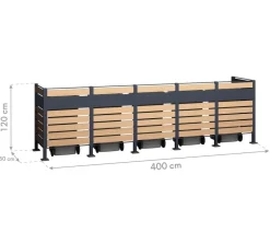 Westmann Mülltonnenboxen > Mülltonnenverkleidung Planum 5er Box, ca. B410/H120/T90 cm