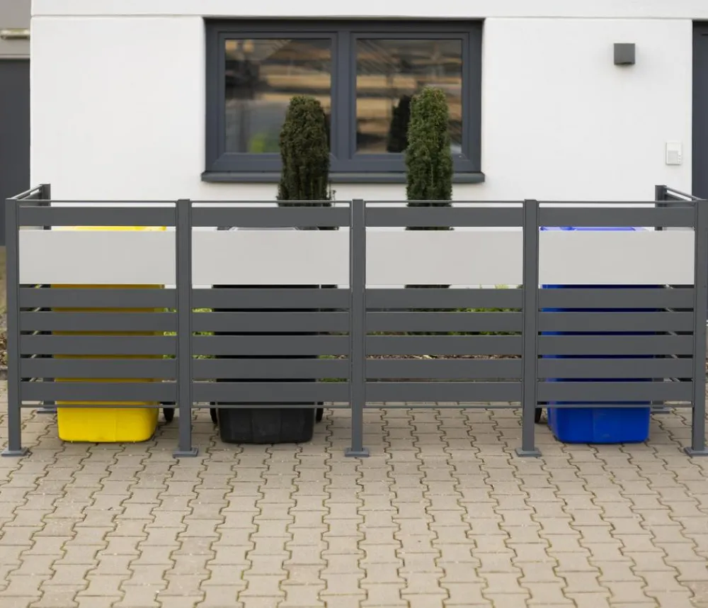 Westmann Mülltonnenboxen > Mülltonnenverkleidung Planum 4er Box, ca. B330/H120/T90 cm