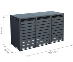 Westmann Mülltonnenverkleidung Kubus 3er Box, ca. B200/H116/T80 cm Anthrazit Outlet