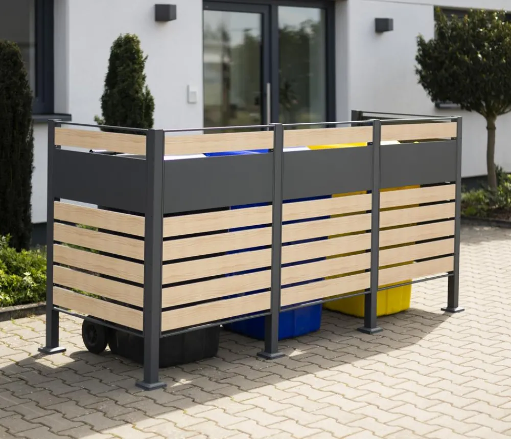 Westmann Mülltonnenverkleidung Planum 3er Box, ca. B250/H120/T90 cm Natur Sale