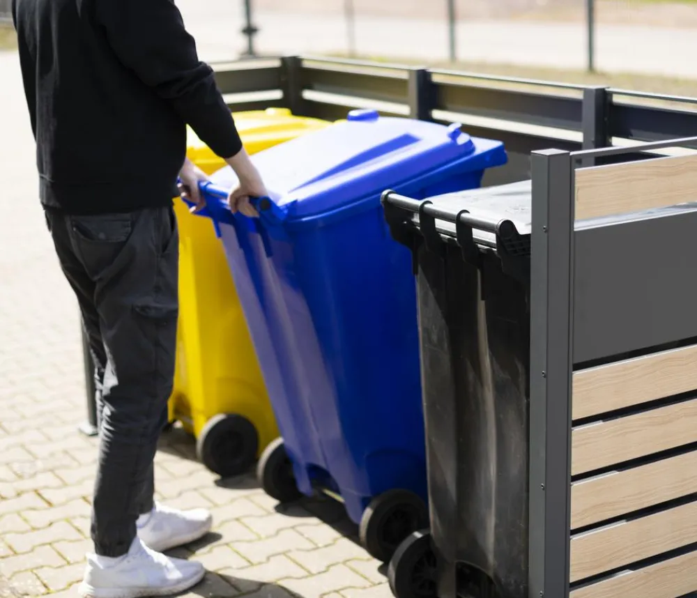 Westmann Mülltonnenverkleidung Planum 3er Box, ca. B250/H120/T90 cm Natur Sale