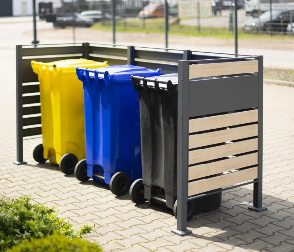 Westmann Mülltonnenverkleidung Planum 3er Box, ca. B250/H120/T90 cm Natur Sale
