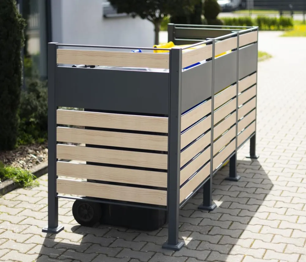 Westmann Mülltonnenverkleidung Planum 3er Box, ca. B250/H120/T90 cm Natur Sale
