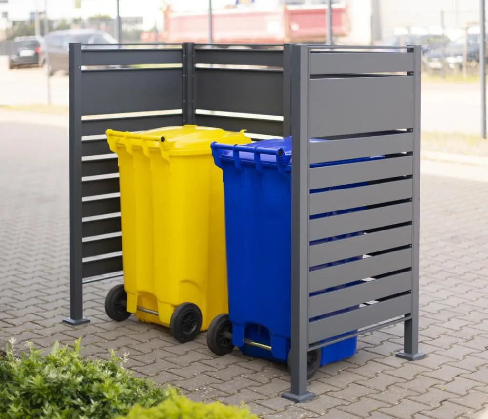 Westmann Mülltonnenboxen - Mülltonnenverkleidung Planum 2er Box, ca. B170/H150/T90 cm Anthrazit