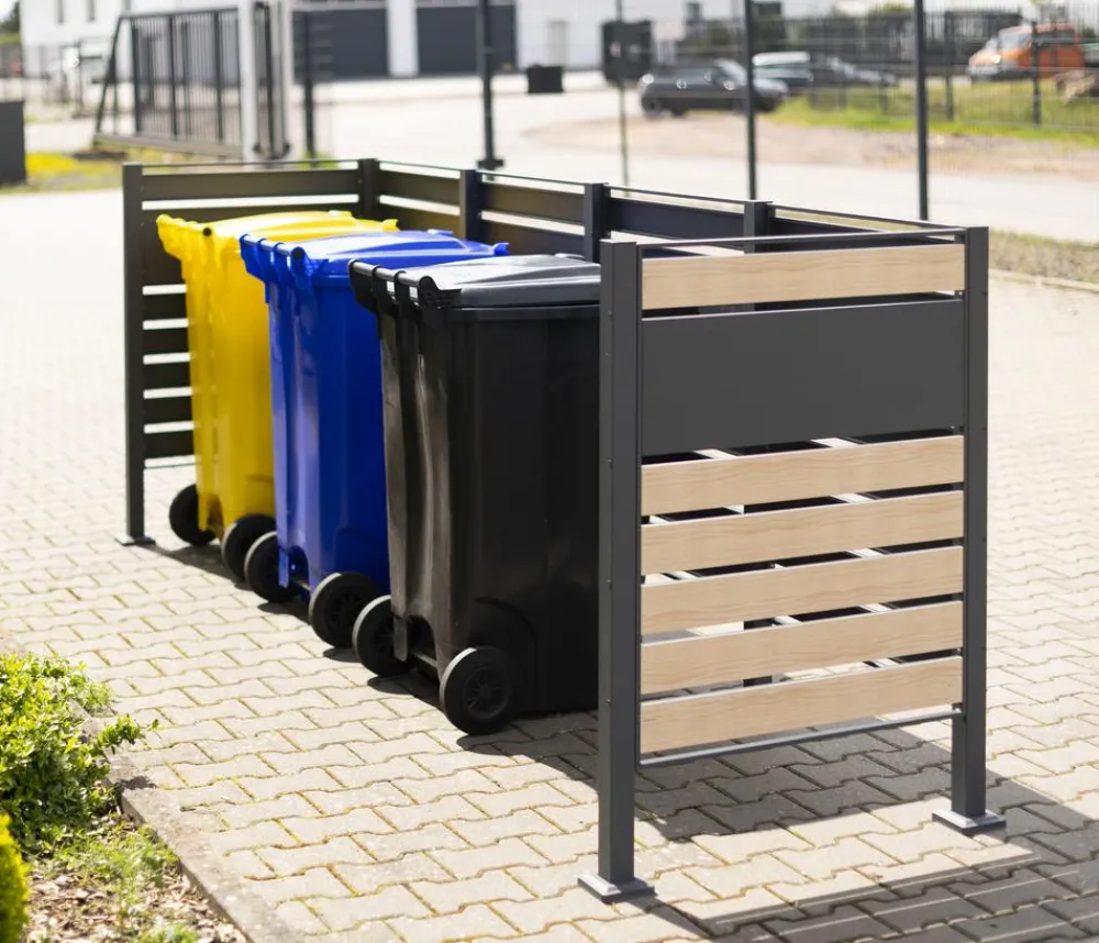 Westmann Mülltonnenboxen - Mülltonnenverkleidung Planum 4er Box, ca. B330/H120/T90 cm Natur