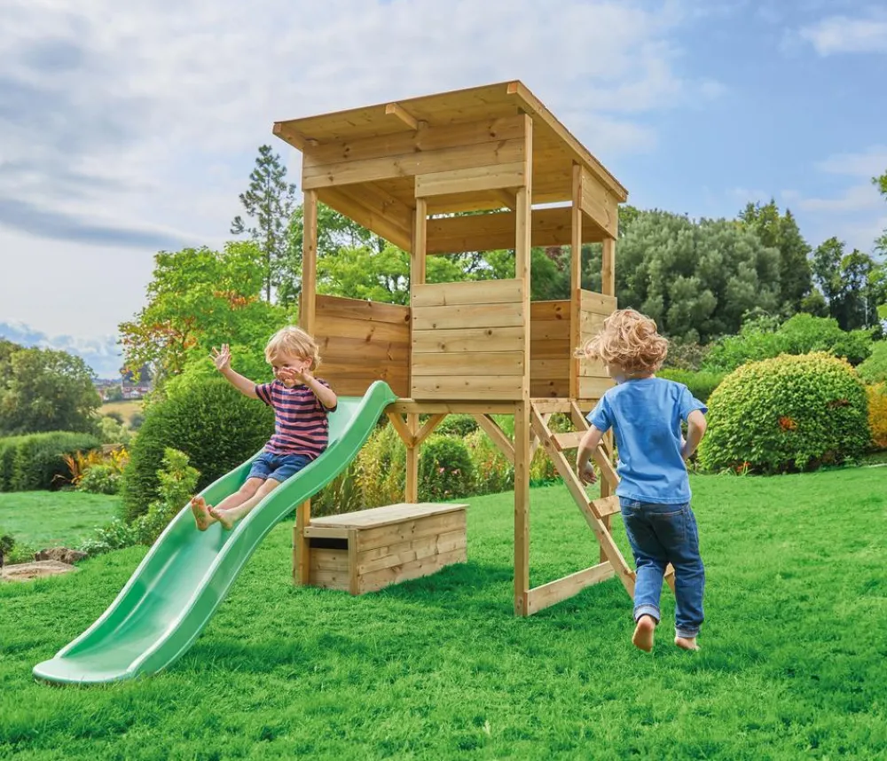 Westmann Spielhaus Wildnis inkl. Rutsche, ca. B126/H205/T114 cm Natur Hot