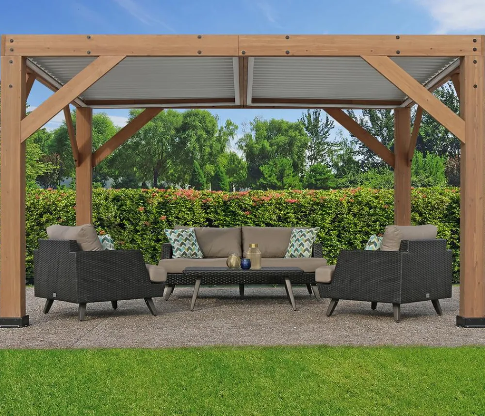 Westmann Pergolen > Zedernholz-Pavillon Karl, mit Lamellendach, ca. B396/H251/T335 cm