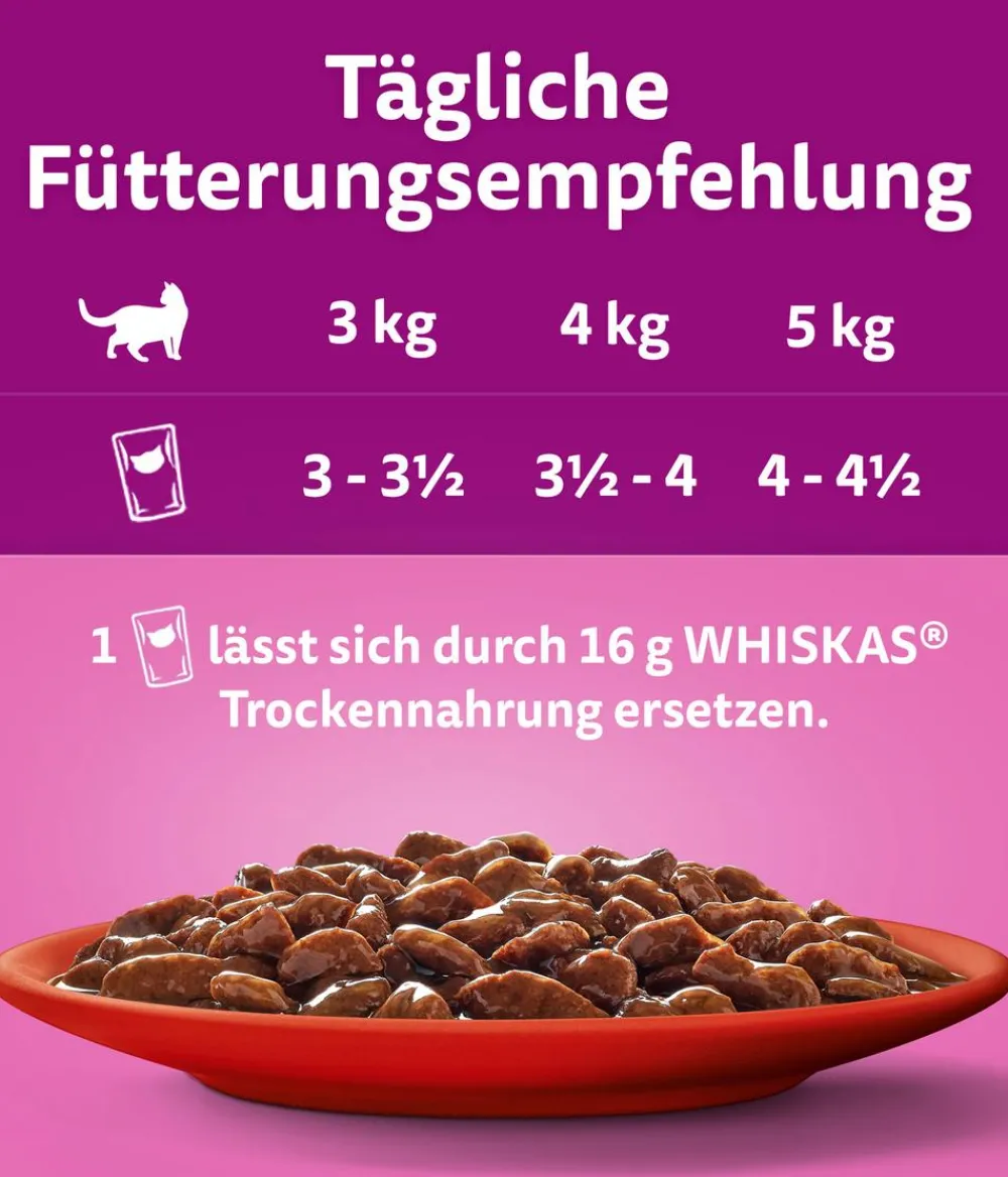Whiskas® Nassfutter für Katzen Multipack Jumbo Klassische Auswahl in Sauce, Adult, 80 x 85 g Clearance