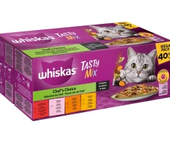 Whiskas® Nassfutter Katze - Nassfutter für Katzen Tasty Mix Chef's Choice in Sauce, Adult, 40 x 85 g
