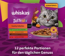 Whiskas® Nassfutter Katze - Nassfutter für Katzen Multipack Tasty Mix Country Collection in Sauce, Adult