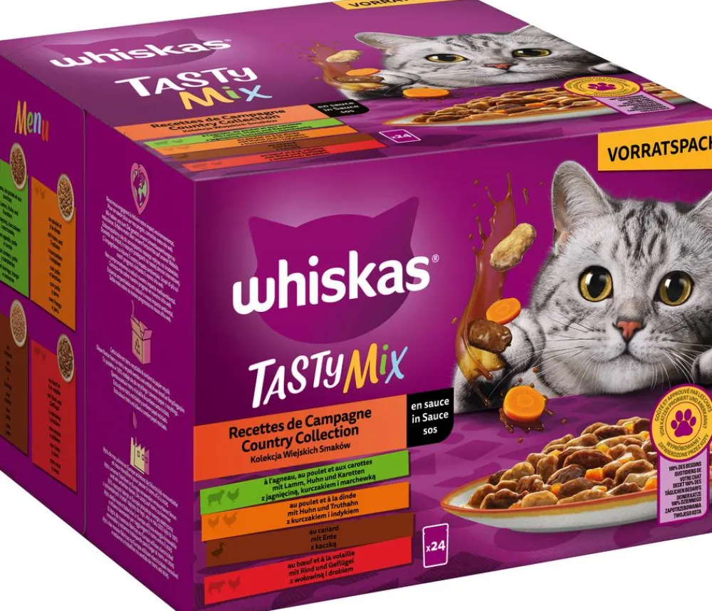 Whiskas® Nassfutter Katze - Nassfutter für Katzen Multipack Tasty Mix Country Collection in Sauce, Adult