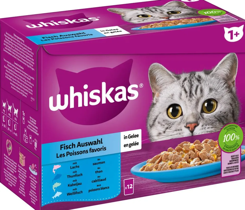 Whiskas® Nassfutter für Katzen Multipack 1+ Fisch in Gelee, Adult, 12 x 85 g Sale