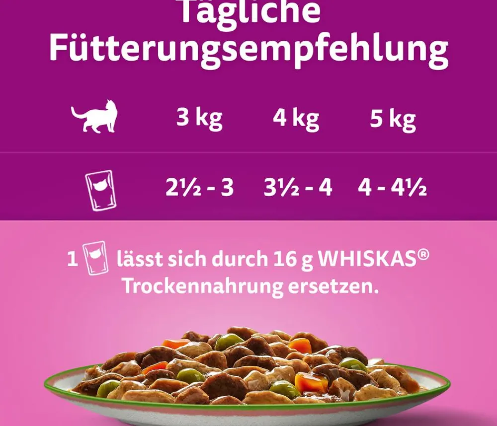 Whiskas® Nassfutter Katze > Nassfutter für Katzen Multipack Tasty Mix Chef's Choice in Sauce, Adult, 12 x 85 g