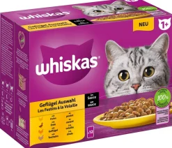Whiskas® Nassfutter für Katzen Multipack 1+, Geflügel Auswahl in Sauce, Adult, 12 x 85 g Online