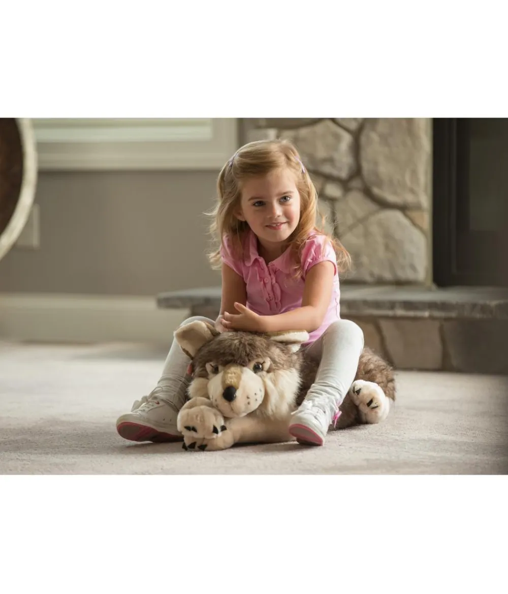 WILD REPUBLIC® Spielzeug - Stofftier Wolf, liegend Dunkelgrau