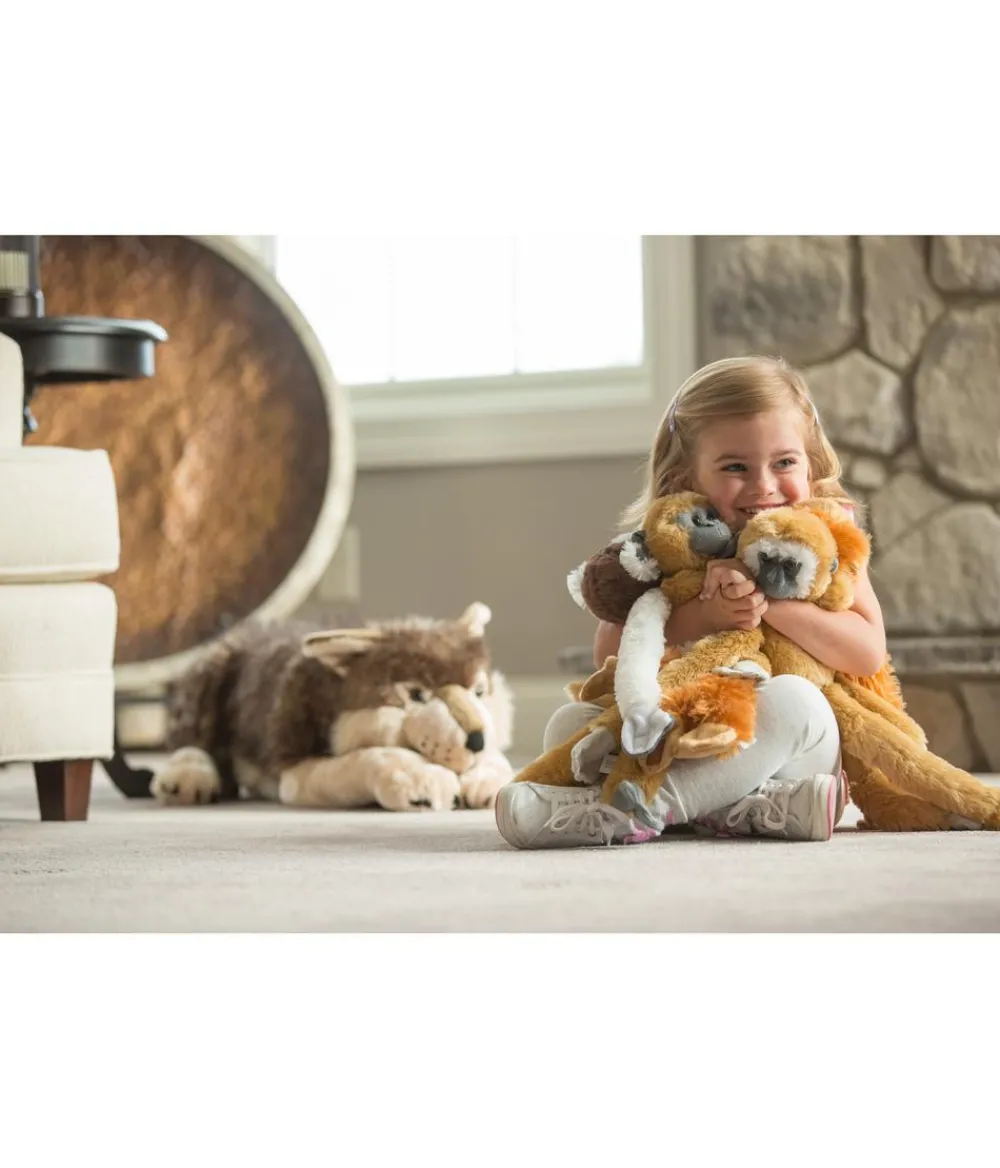 WILD REPUBLIC® Spielzeug - Stofftier Wolf, liegend Dunkelgrau