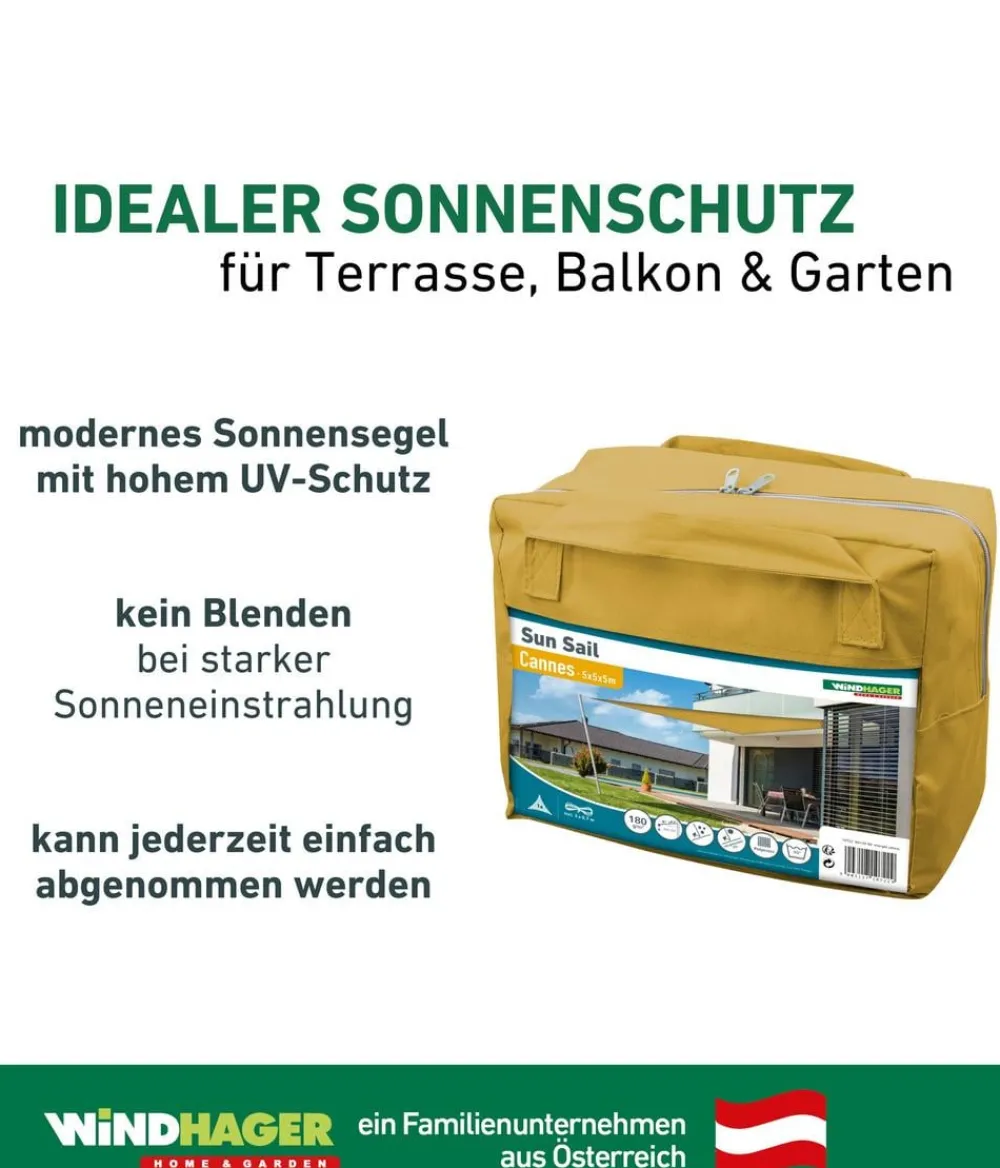 Windhager Sonnensegel Cannes, dreieckig, ca. B500/T500 cm Gelb Outlet