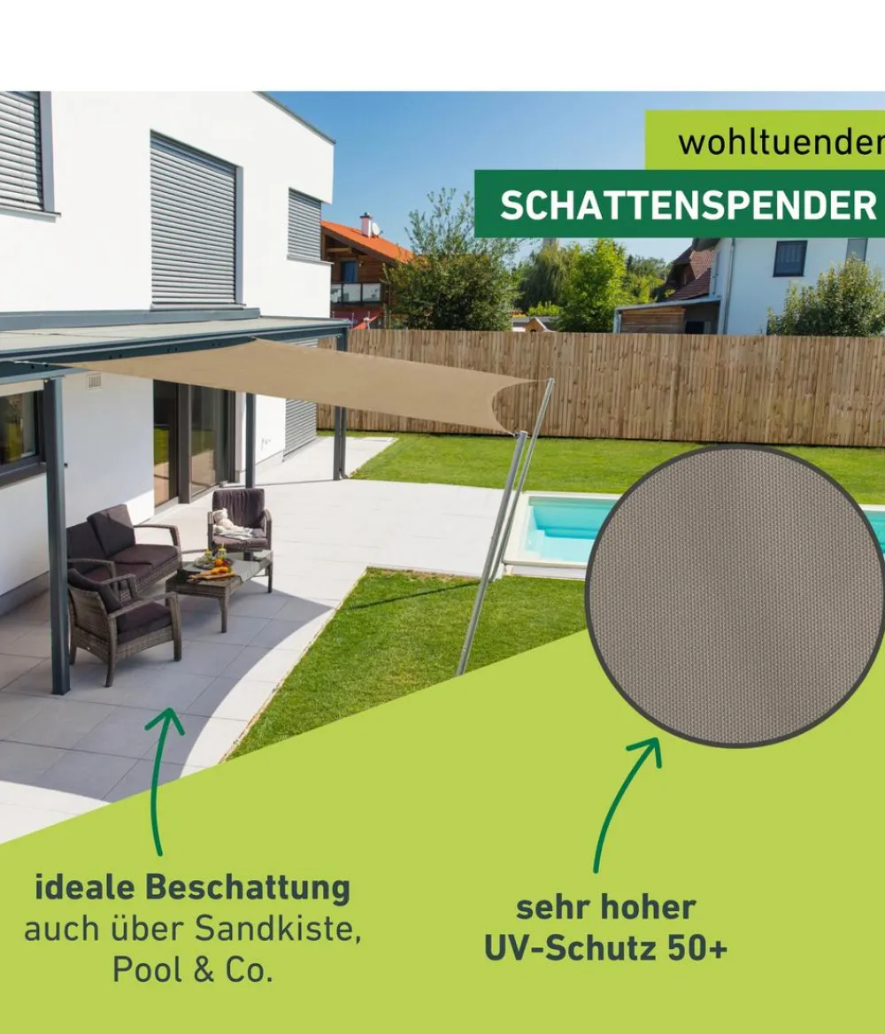 Windhager Sonnensegel Cannes, quadratisch, ca. B500/T500 cm Hellbraun Clearance