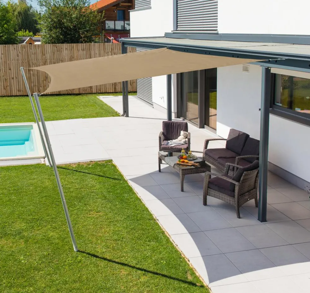 Windhager Sonnensegel Cannes, quadratisch, ca. B500/T500 cm Hellbraun Clearance