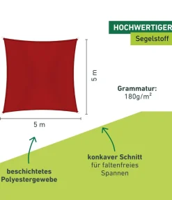 Windhager Sonnensegel Cannes, quadratisch, ca. B500/T500 cm Rot New