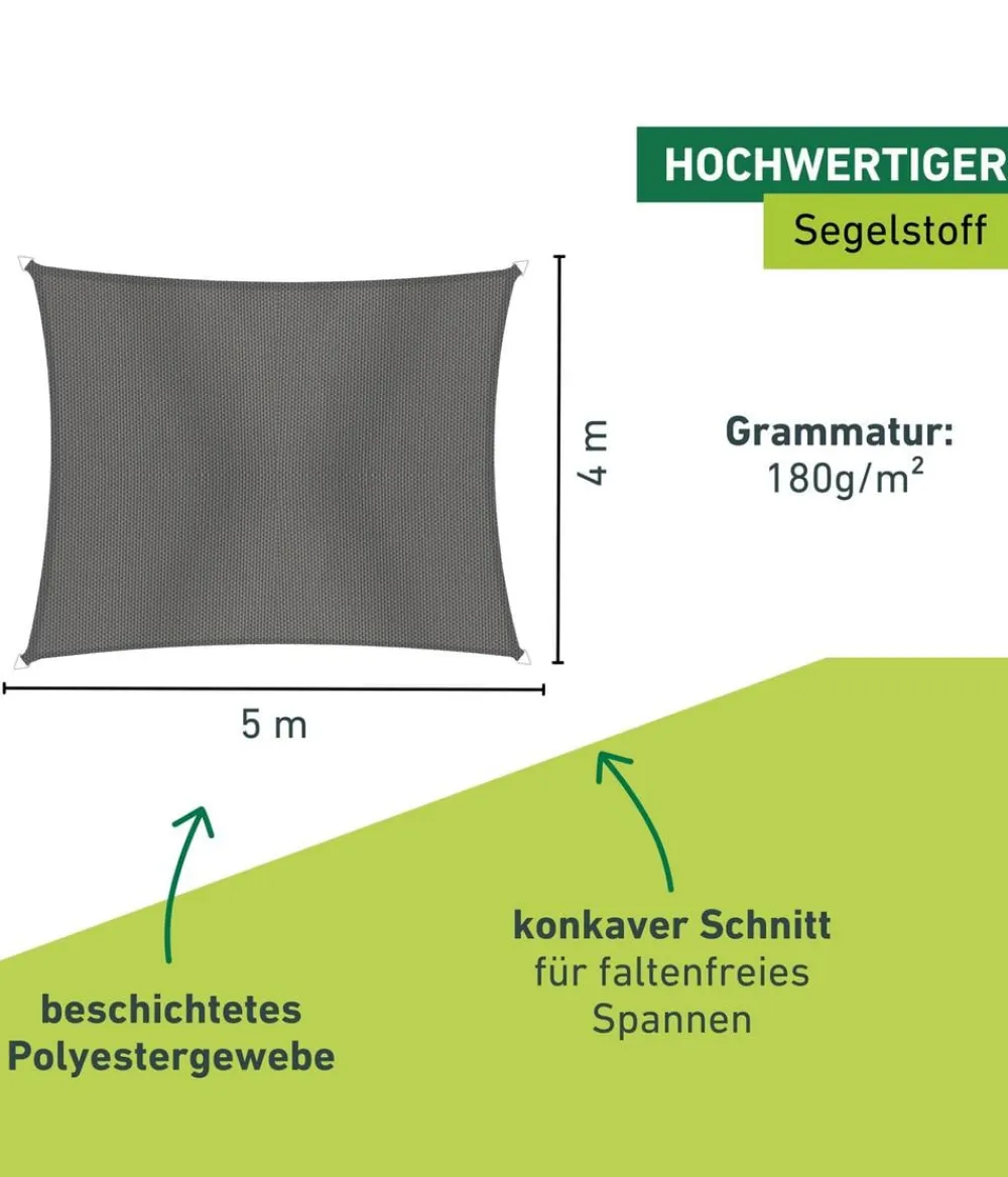 Windhager Sonnensegel - Sonnensegel Cannes, rechteckig, ca. B500/T400 cm Dunkelgrau