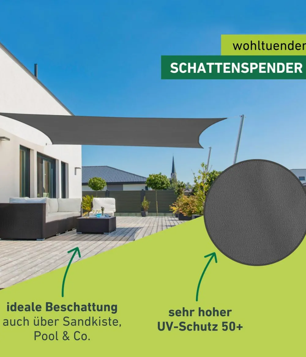Windhager Sonnensegel - Sonnensegel Cannes, rechteckig, ca. B500/T400 cm Dunkelgrau