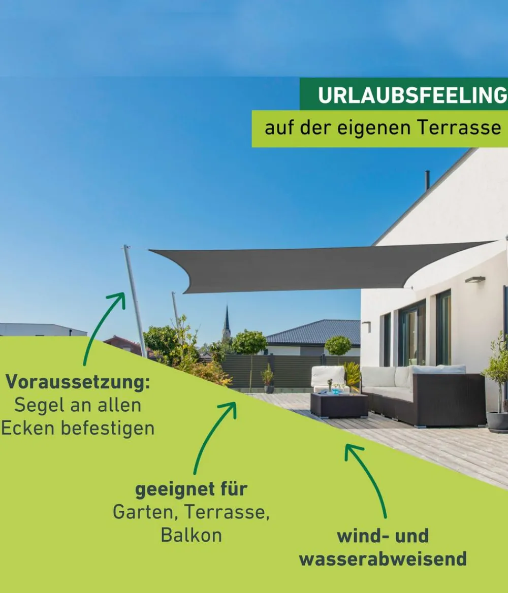 Windhager Sonnensegel - Sonnensegel Cannes, rechteckig, ca. B500/T400 cm Dunkelgrau