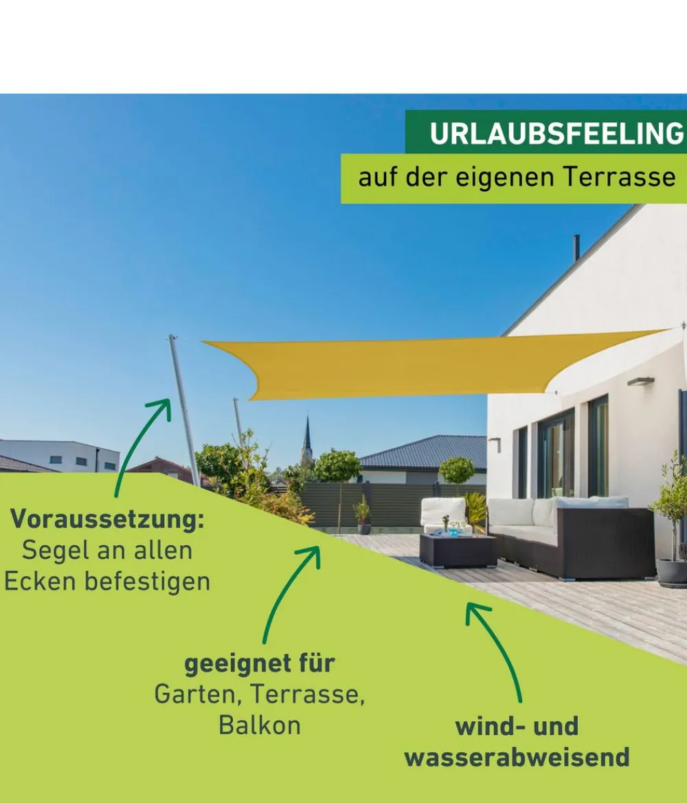 Windhager Sonnensegel - Sonnensegel Cannes, rechteckig, ca. B500/T400 cm Gelb