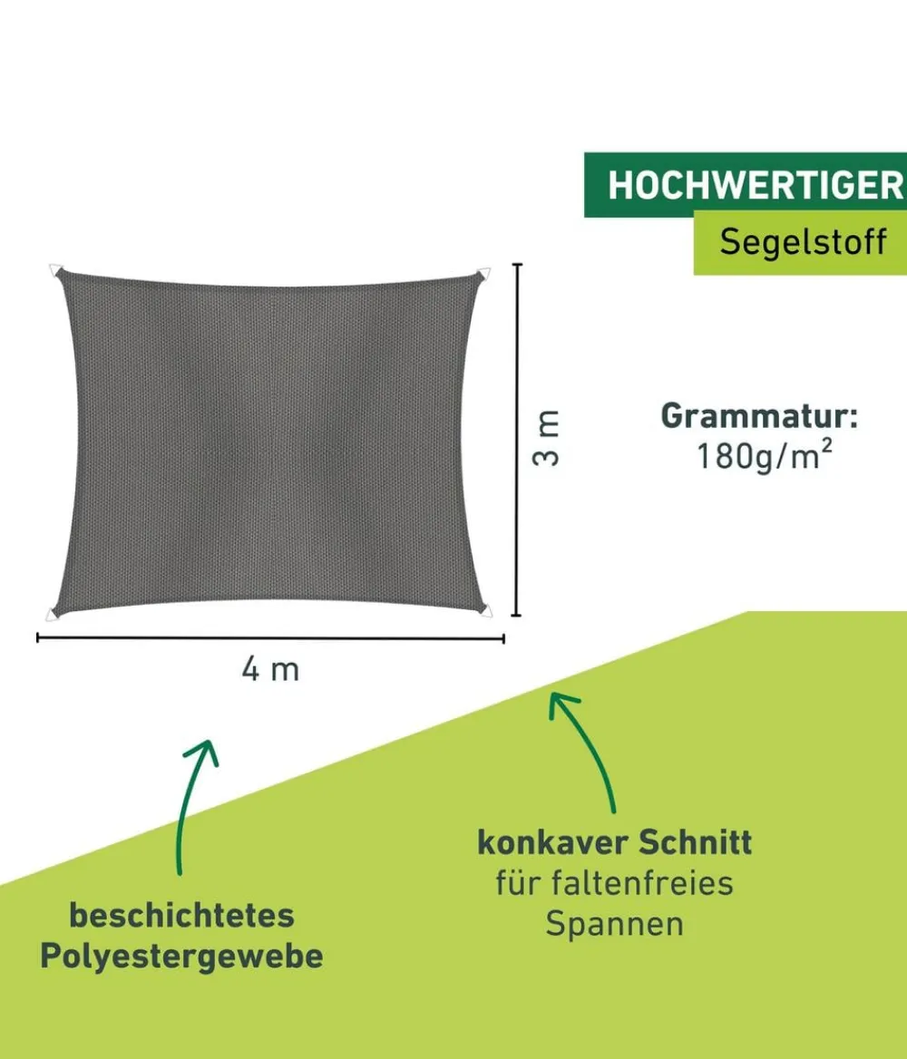 Windhager Sonnensegel - Sonnensegel Cannes, rechteckig, ca. B400/T300 cm Dunkelgrau