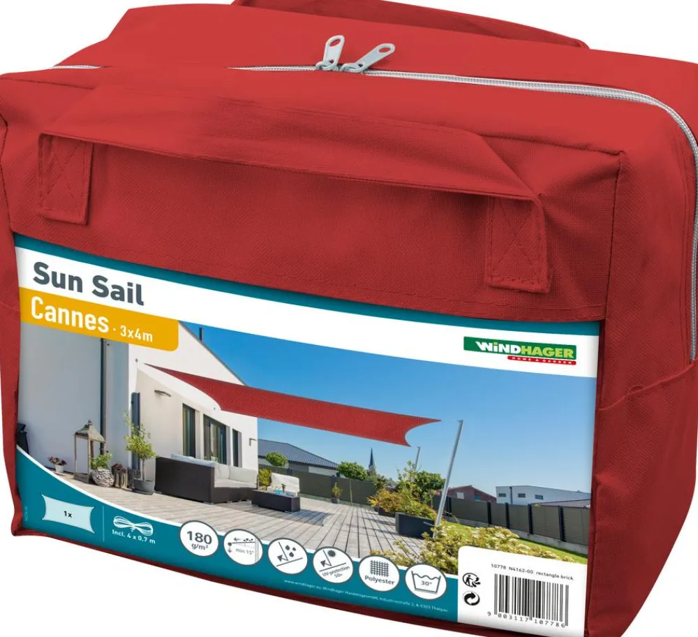 Windhager Sonnensegel - Sonnensegel Cannes, rechteckig, ca. B400/T300 cm Rot