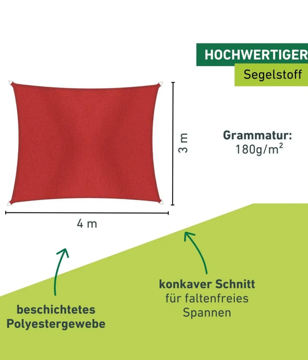 Windhager Sonnensegel - Sonnensegel Cannes, rechteckig, ca. B400/T300 cm Rot