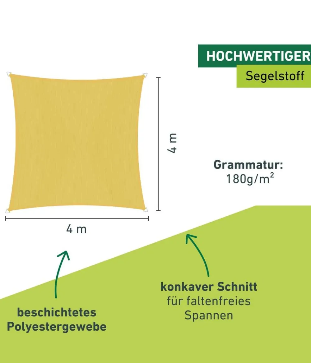 Windhager Sonnensegel Cannes, quadratisch, ca. B400/T400 cm Gelb Discount