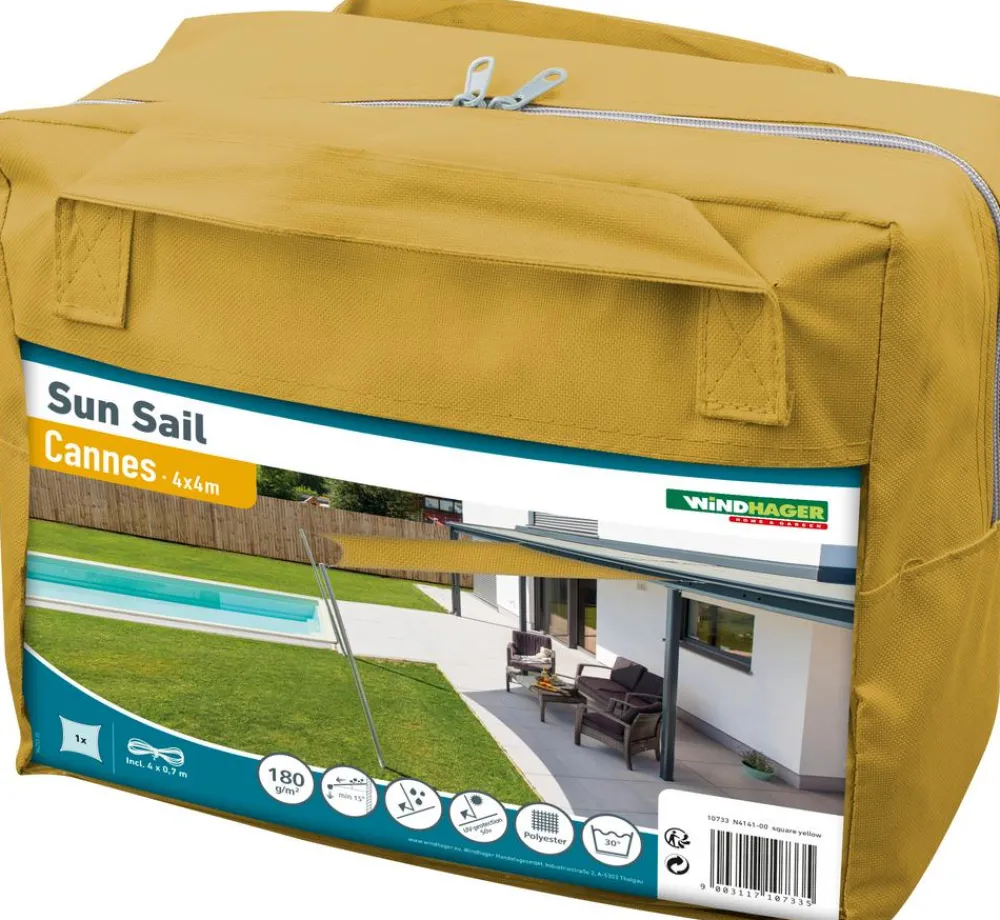 Windhager Sonnensegel Cannes, quadratisch, ca. B400/T400 cm Gelb Discount