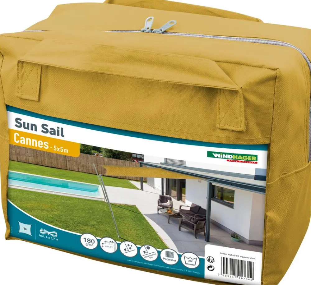 Windhager Sonnensegel - Sonnensegel Cannes, quadratisch, ca. B500/T500 cm Gelb