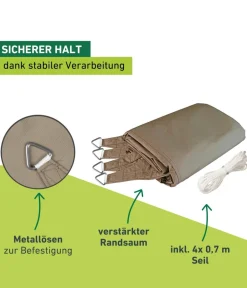 Windhager Sonnensegel - Sonnensegel Cannes, quadratisch, ca. B400/T400 cm Hellbraun