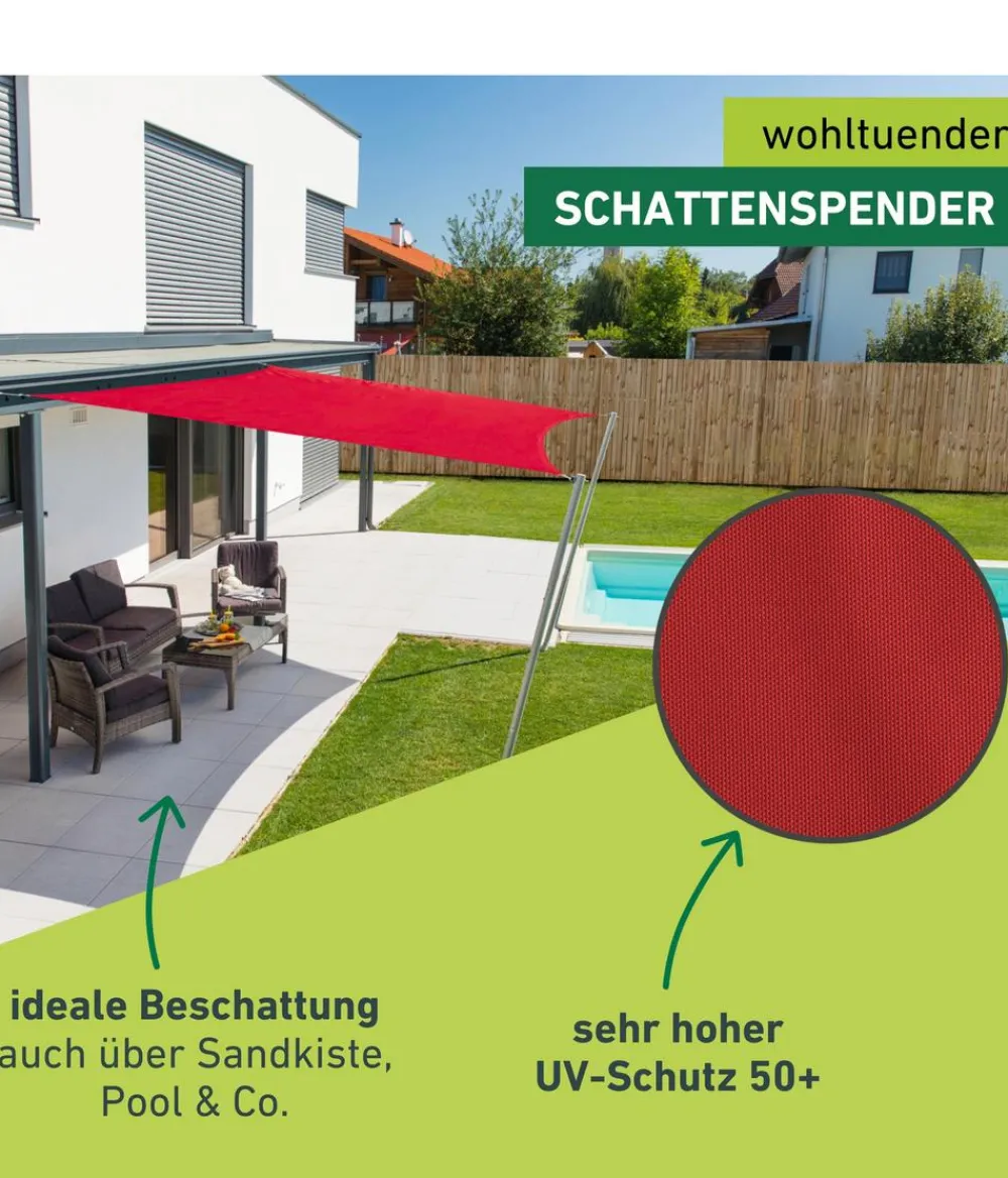 Windhager Sonnensegel - Sonnensegel Cannes, quadratisch, ca. B400/T400 cm Rot