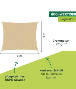 Windhager Sonnensegel Capri, rechteckig, ca. B400/T300 cm Beige Outlet