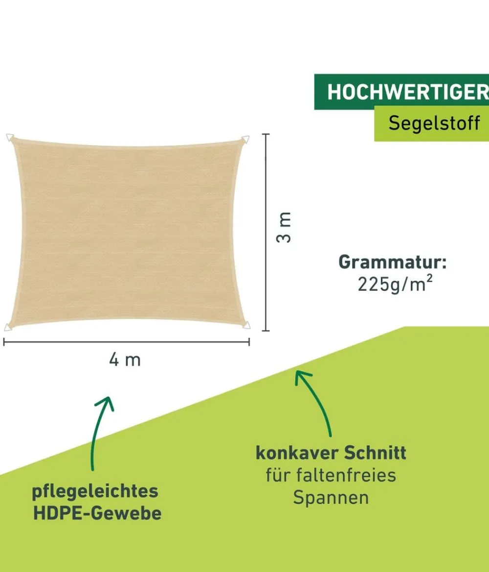 Windhager Sonnensegel Capri, rechteckig, ca. B400/T300 cm Beige Outlet
