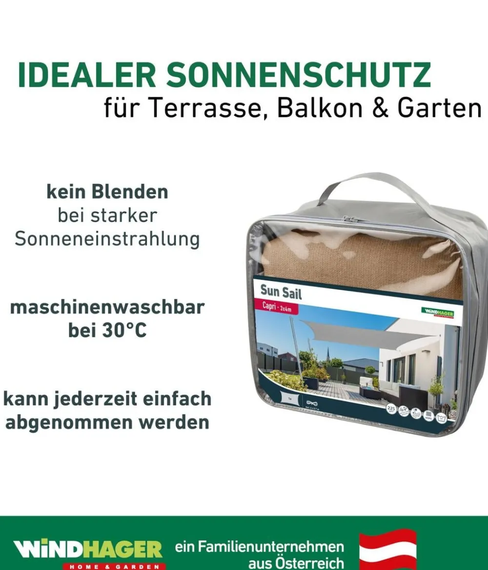 Windhager Sonnensegel Capri, rechteckig, ca. B400/T300 cm Hellbraun Hot