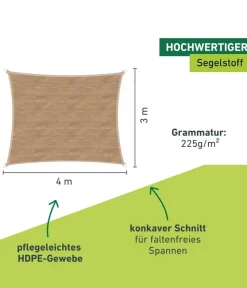 Windhager Sonnensegel Capri, rechteckig, ca. B400/T300 cm Hellbraun Hot