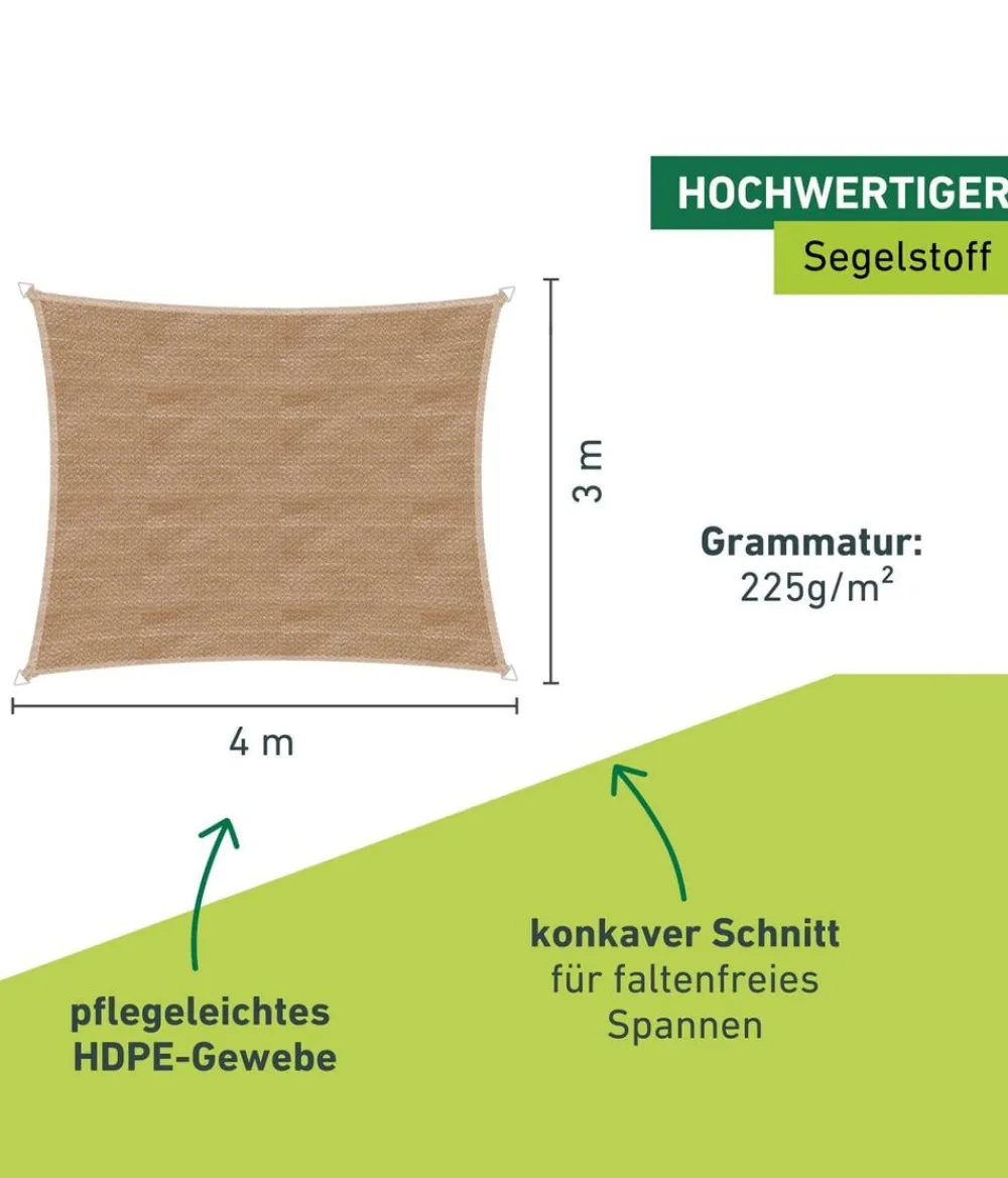 Windhager Sonnensegel Capri, rechteckig, ca. B400/T300 cm Hellbraun Hot