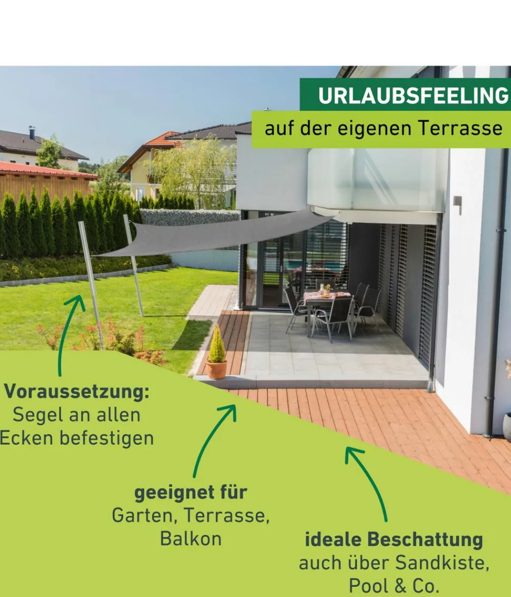 Windhager Sonnensegel Capri, quadratisch, ca. B400/T400 cm Grau New