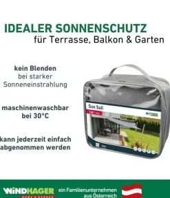 Windhager Sonnensegel Capri, quadratisch, ca. B400/T400 cm Grau New