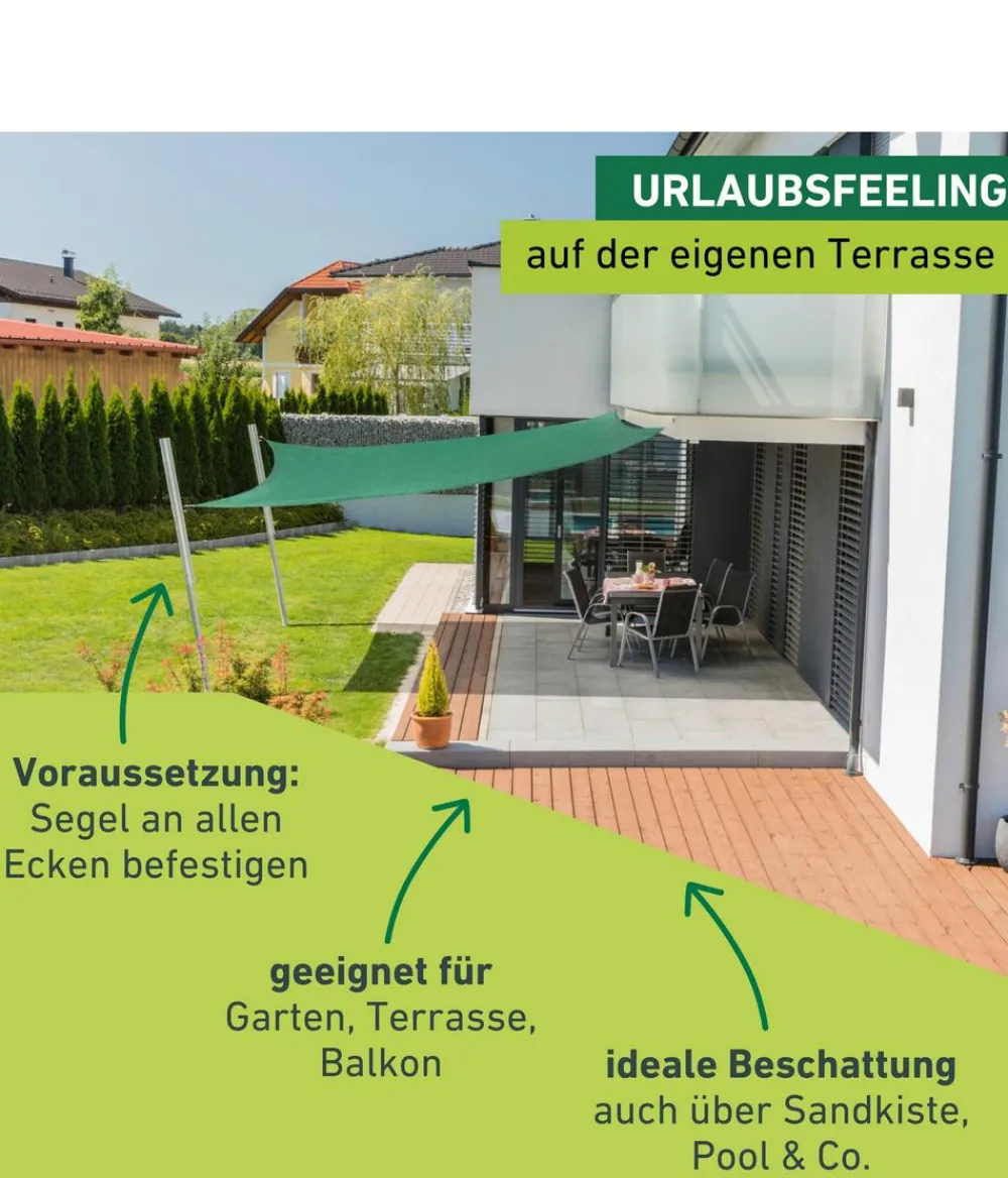 Windhager Sonnensegel Capri, quadratisch, ca. B400/T400 cm Grün Discount