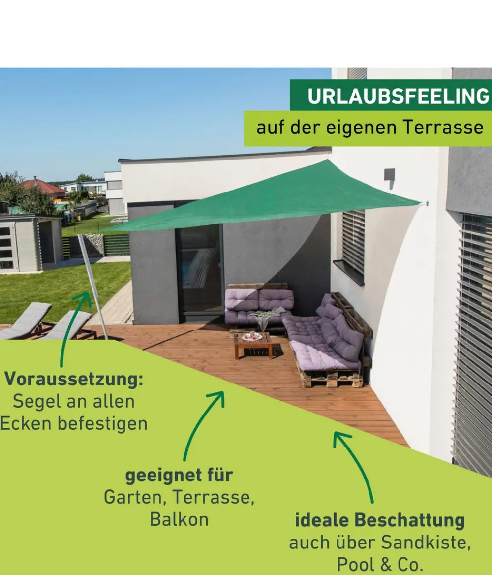 Windhager Sonnensegel Capri, dreieckig, ca. B400/T400 cm Grün New