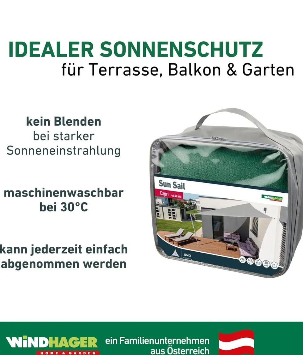 Windhager Sonnensegel Capri, dreieckig, ca. B400/T400 cm Grün New
